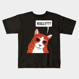 Really? Cute Ginger cat watching you a bit worried Kids T-Shirt